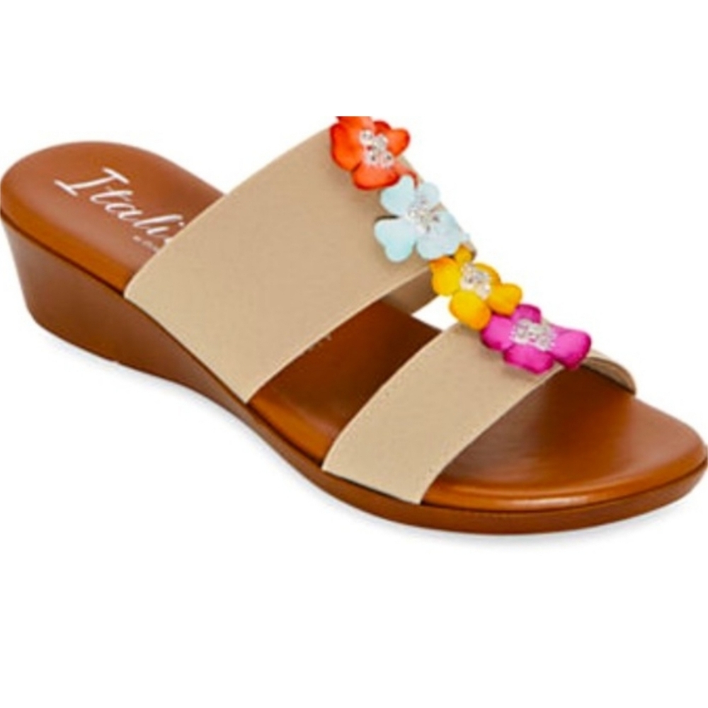 Italiana Wedge Sandals Tan Size  8